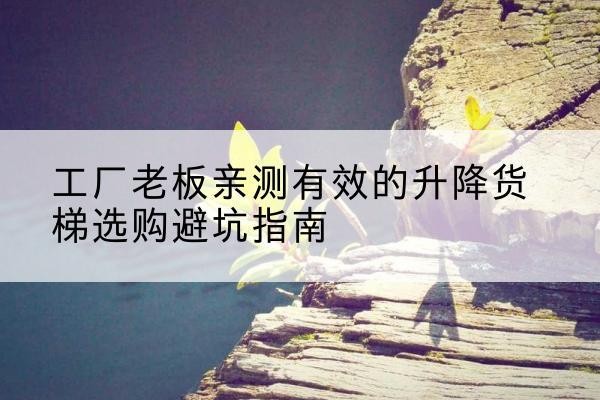 黎川升降货梯怎么选-工厂老板亲测有效的升降货梯选购避坑指南